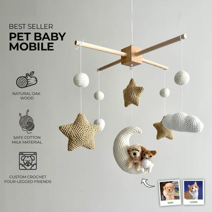 Pet Moon Brown | Custom Crochet Pet Nursery Baby Mobile