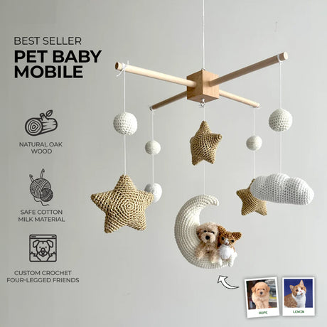 Pet Moon Brown | Custom Crochet Pet Nursery Baby Mobile