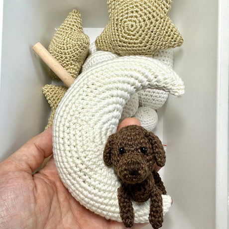 Pet Moon Brown | Custom Crochet Pet Nursery Baby Mobile