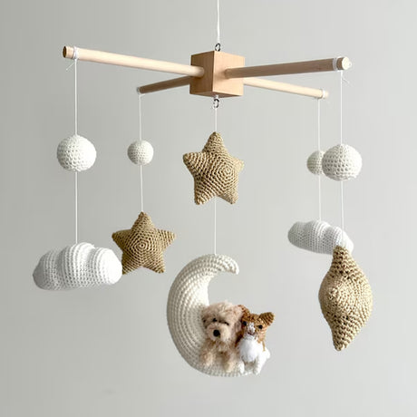 Pet Moon Brown | Custom Crochet Pet Nursery Baby Mobile