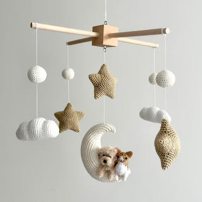 Pet Moon Brown | Custom Crochet Pet Nursery Baby Mobile